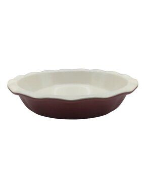 Stoneware Pie Dish 9" Good Cook Red & White Dishwasher Microwave Oven Safe